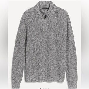 NWT! Men’s Gray Marl Quarter-Zip Mock-Neck Sweater - Multiple Sizes